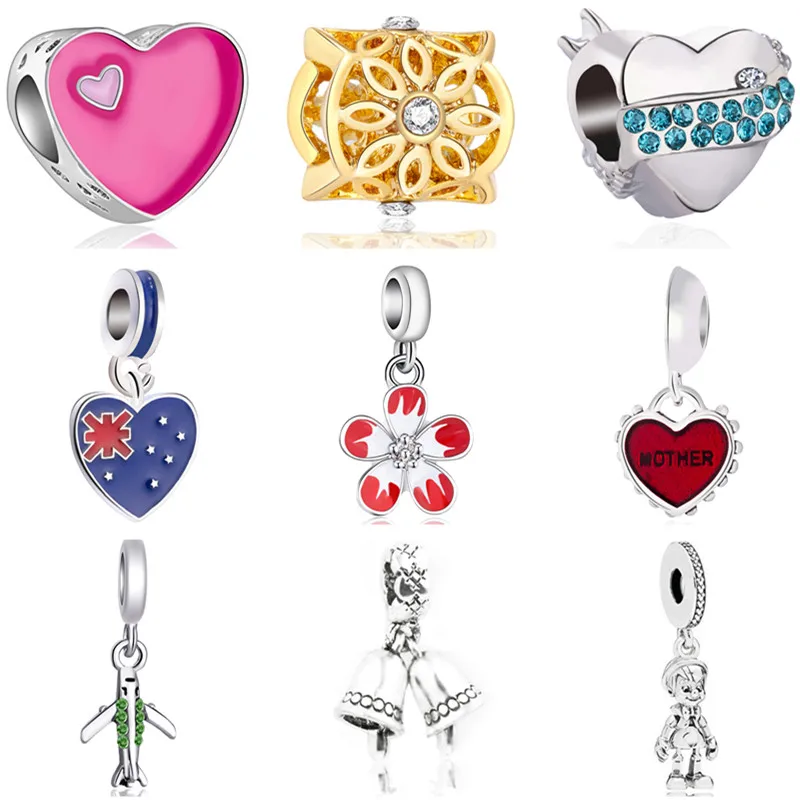 

Low Price Baby Girl Boy Shoe Hearts Bell Horse Flowers Beads Charms Fit Original Pandora Bracelets fpr Women Night Club DIY Gift