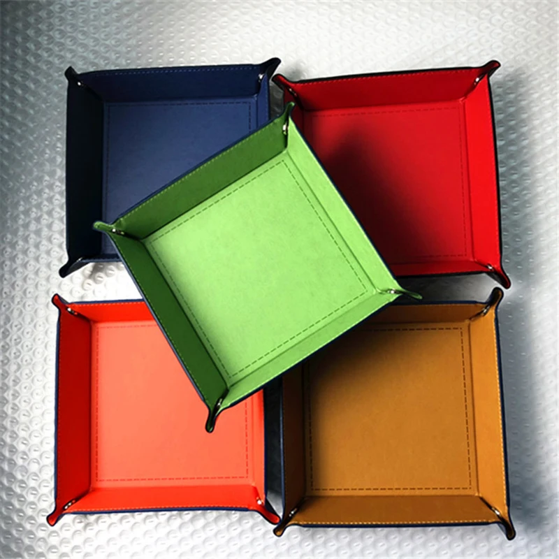 Pu Leather Foldable Storage Box Square Tray Table Games Key Wallet Coin