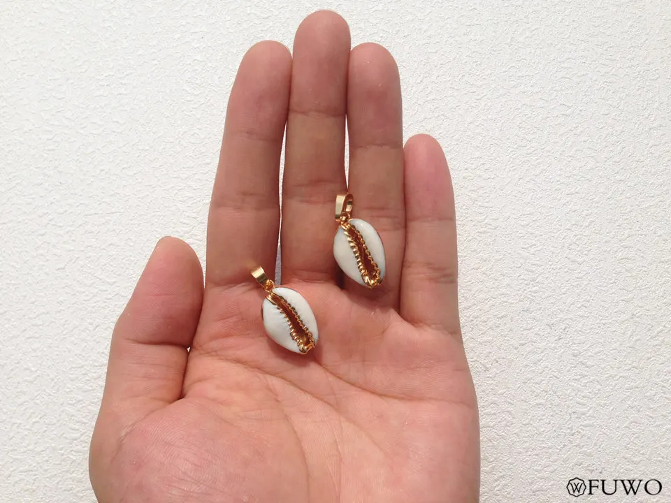 Natural Cowrie Shell Gold Dipped Pendants 12