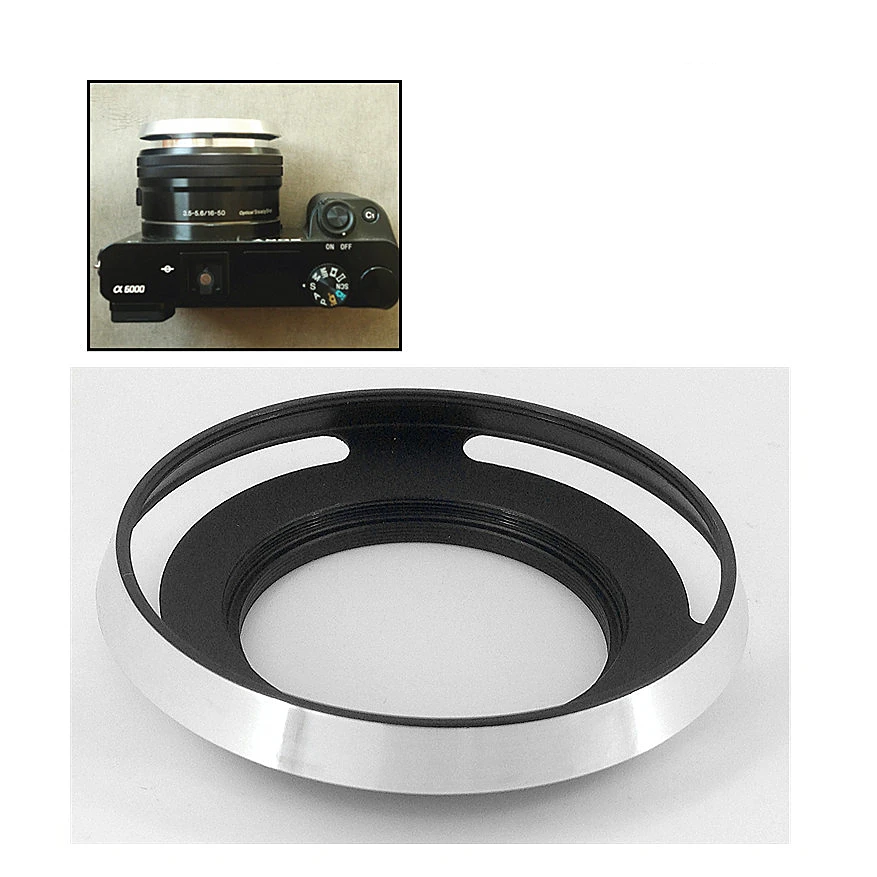 

Silver 40.5 mm Vented Lens Hood replace LH-S1650 for Sony NEX5 NEX3 E PZ 16-50 f/3.5-5.6 OSS SELP1650 40.5mm