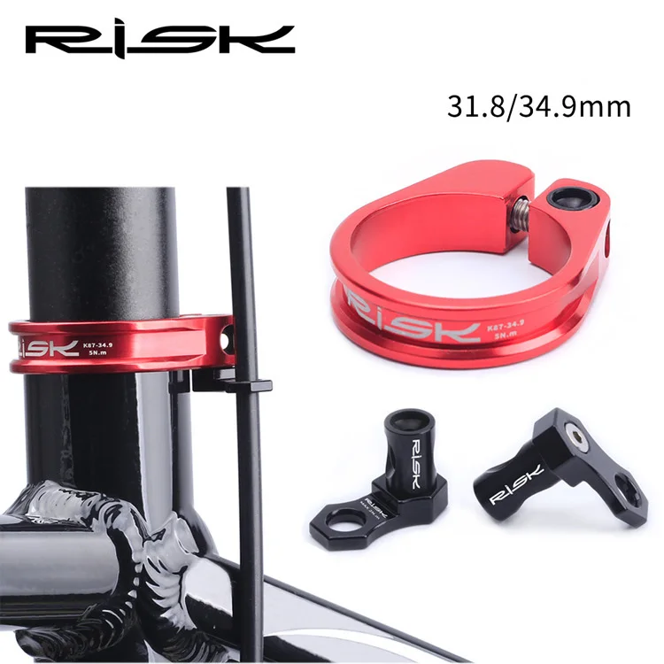 RISK 31.8/34.9mm MTB Bike Seat Post Clamp With Cable Organizer Ultralight Lock Bicycle Seatposts Clamps Road Bike Seatpost Clip