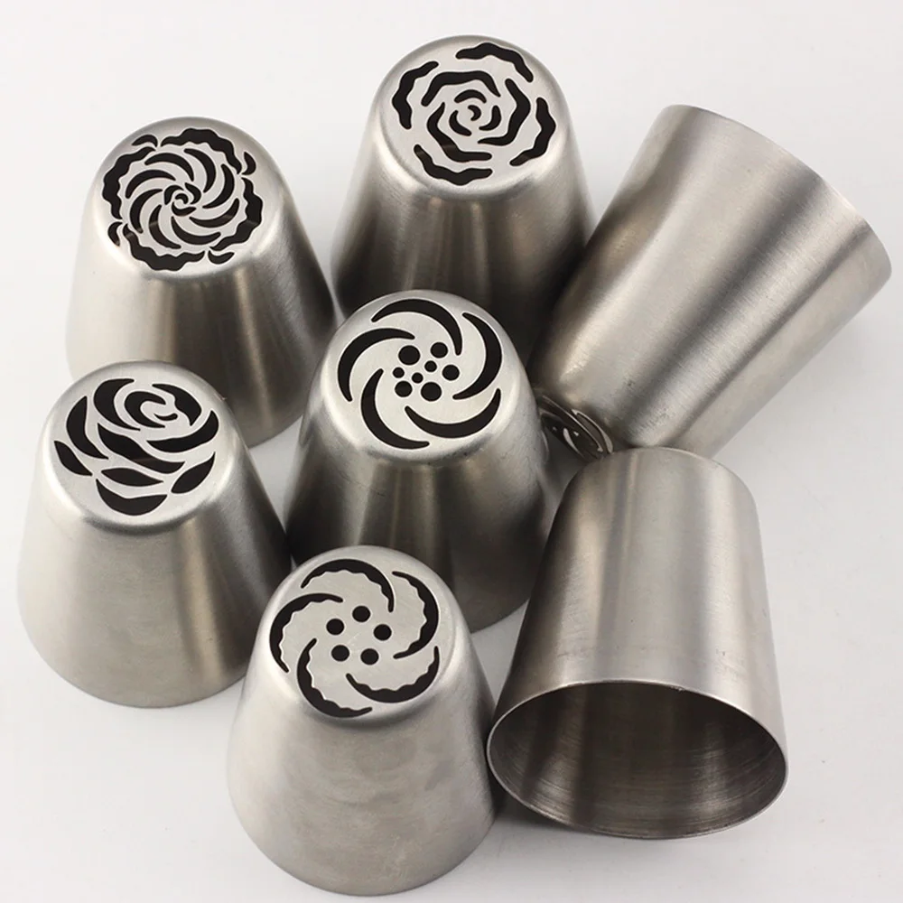 Mujiang 8Pcs Russian Nozzle Set Stainless Steel Icing Cream Nozzles Pastry Tips Sugarcraft Cake Decoration Baking Tools|pastry tools|russian nozzle