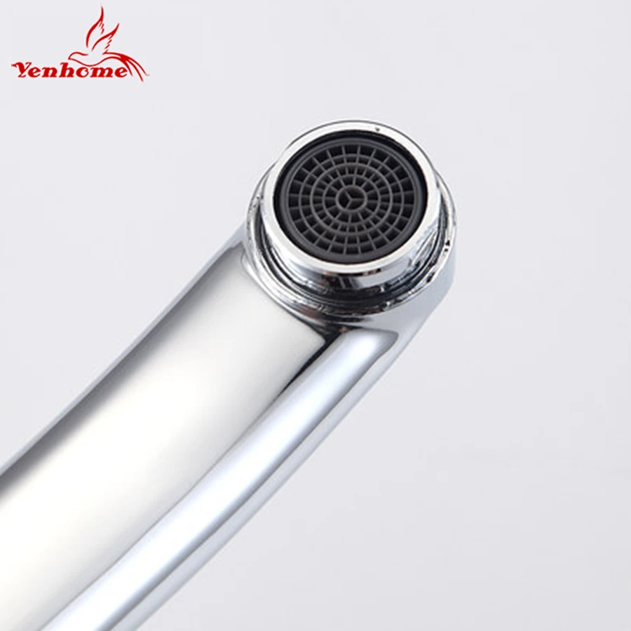 Günstige Yenhome Wand Montiert Doppel Löcher Heißen und Kalten Wasserhahn Bad Wasserhahn Lange Arm 360 Drehen Solide Messing Küche Wasserhahn Waschbecken mischbatterie