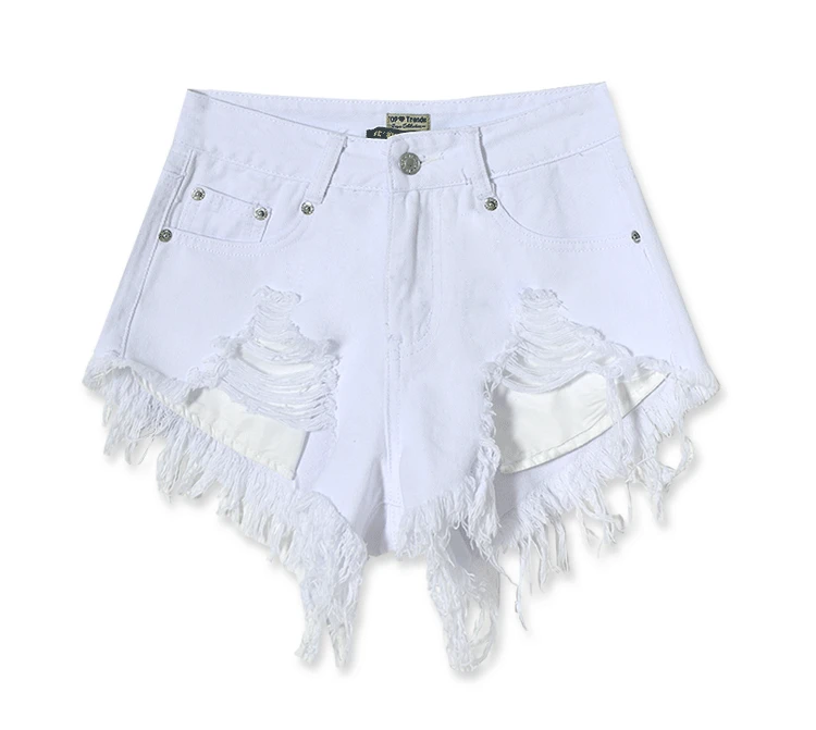 Летние модные женские белые джинсовые шорты 2019 новые женские винтажные джинсы с кисточками рваные свободные шорты с высокой талией панк