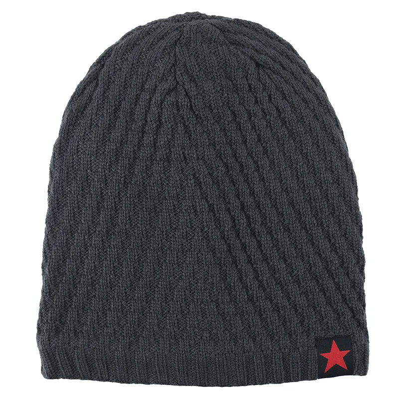 Men Skullies Beanies Knitted Hat Winter Plus velvet thickening Hats Plain Warm Male Gorros ski Bonnet outdoor Solid color Z59