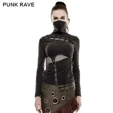 2016 New Punk Rock Black Brown Colour summer t shirt Steampunk mask style kawaii Top S L XXL
