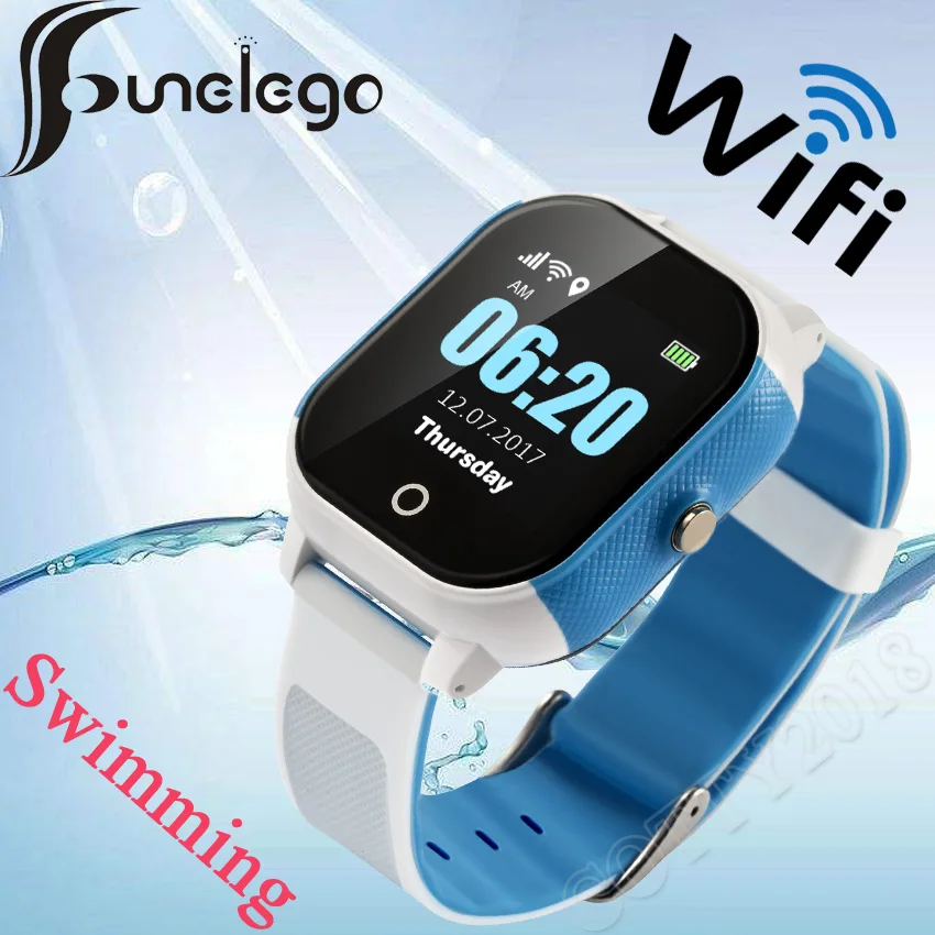 Водонепроницаемые детские часы Funelego с GPS Wi Fi для плавания сенсорным экраном Смарт