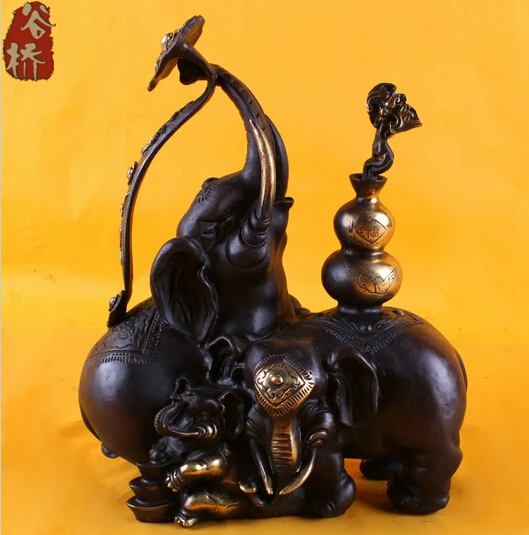 

B0601 425Bronze sculpture, copper lucky crafts elephant lucky bronze sculpture, triratna decoration statue