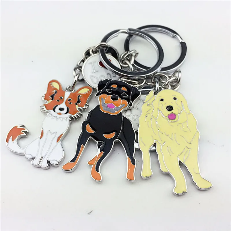 

New small hanging pet cat dog tags ID indentity puppy collar pendant jewelry Cute Keychain key chain Rottweiler/Golden Retriever