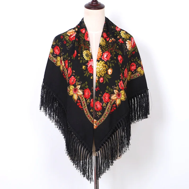 Модный женский шарф с принтом в русском стиле, Национальный дизайн, с четырьмя боковыми кисточками, большая шаль, шаль, шарф большого размера, 125 см* 125 см 02