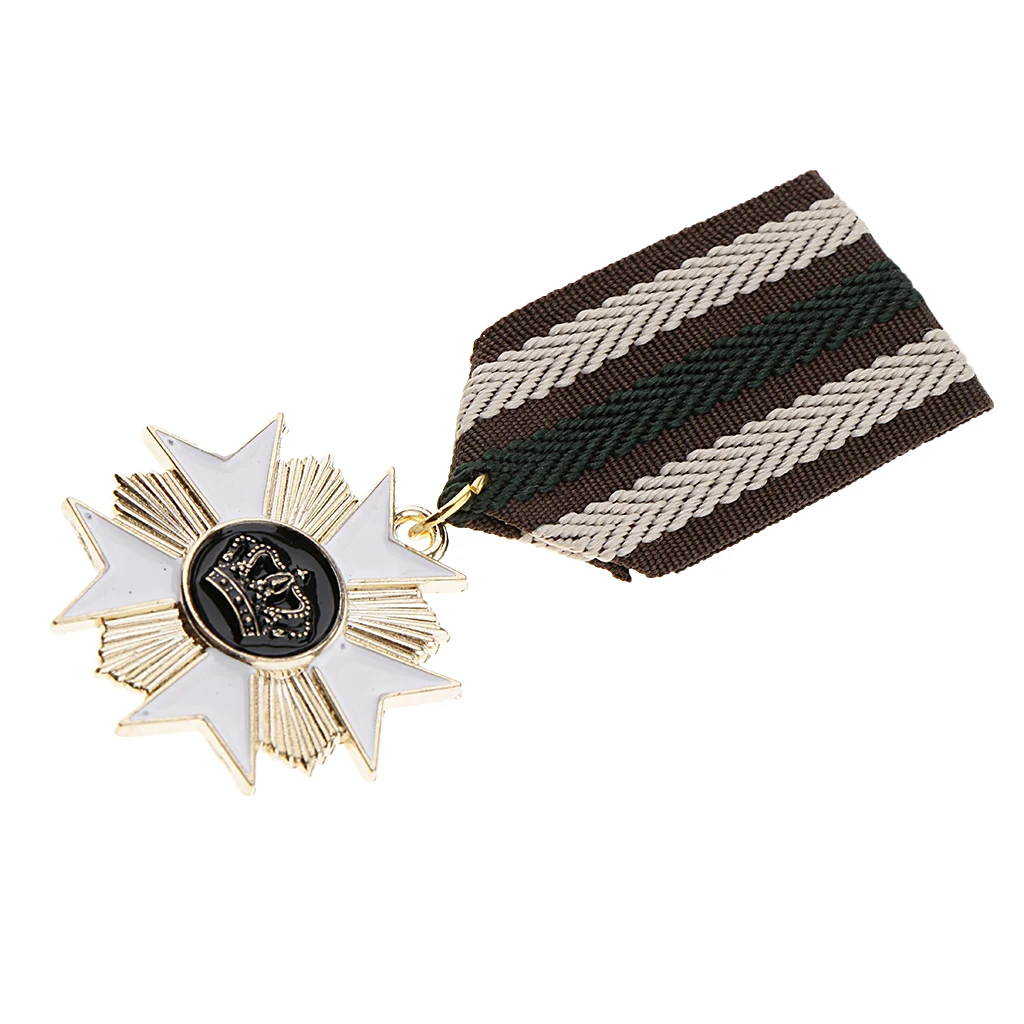 

Crown Geometric Medal Vintage Badge Fabric Uniform Brooch Pin Patriot Medal Fashion Mens Jewelry