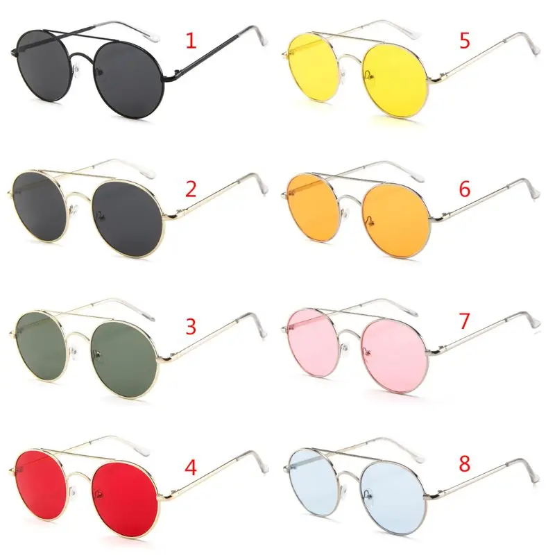 

2019 New Fashion Round Sunglasses Metal Frame Vintage Business Driving Unisex Outdoor UV400 Double Bridge Brand Design