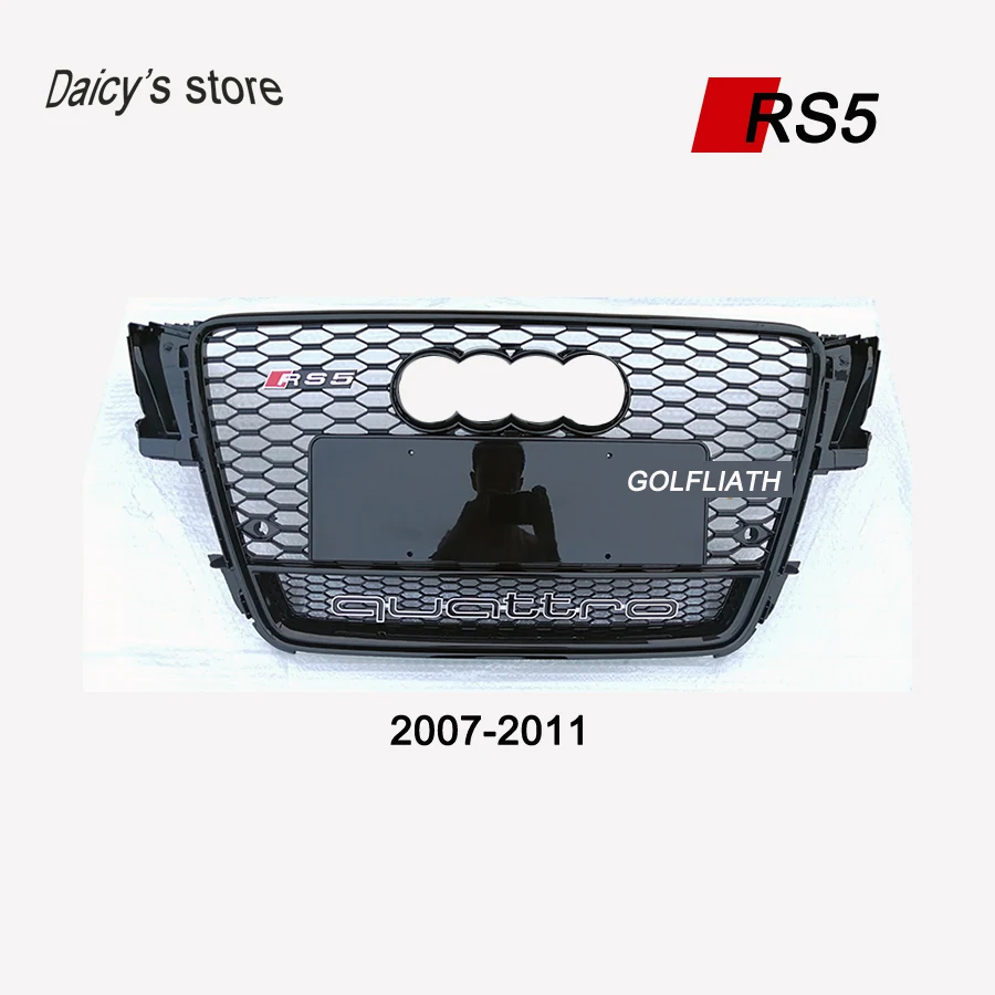 

RS5 Grille Refit ABS Black Quattro Painted Front Honey Mesh Grille grill Sedan Coupe Convertible For Audi A5 S5 RS5 2007-2011