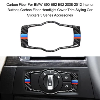 

Interior Buttons Carbon Fiber Headlight Cover Trim Styling Car Stickers For BMW E90 E92 E93 2008-2012 Car Styling