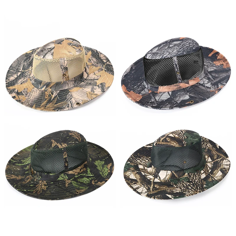 Unisex Women Mens Summer Casual Trendy Camouflage Net Beach Caps Panama Jazz Hat Foldable Sun Hat Cowboy Fedora Print Sunhat