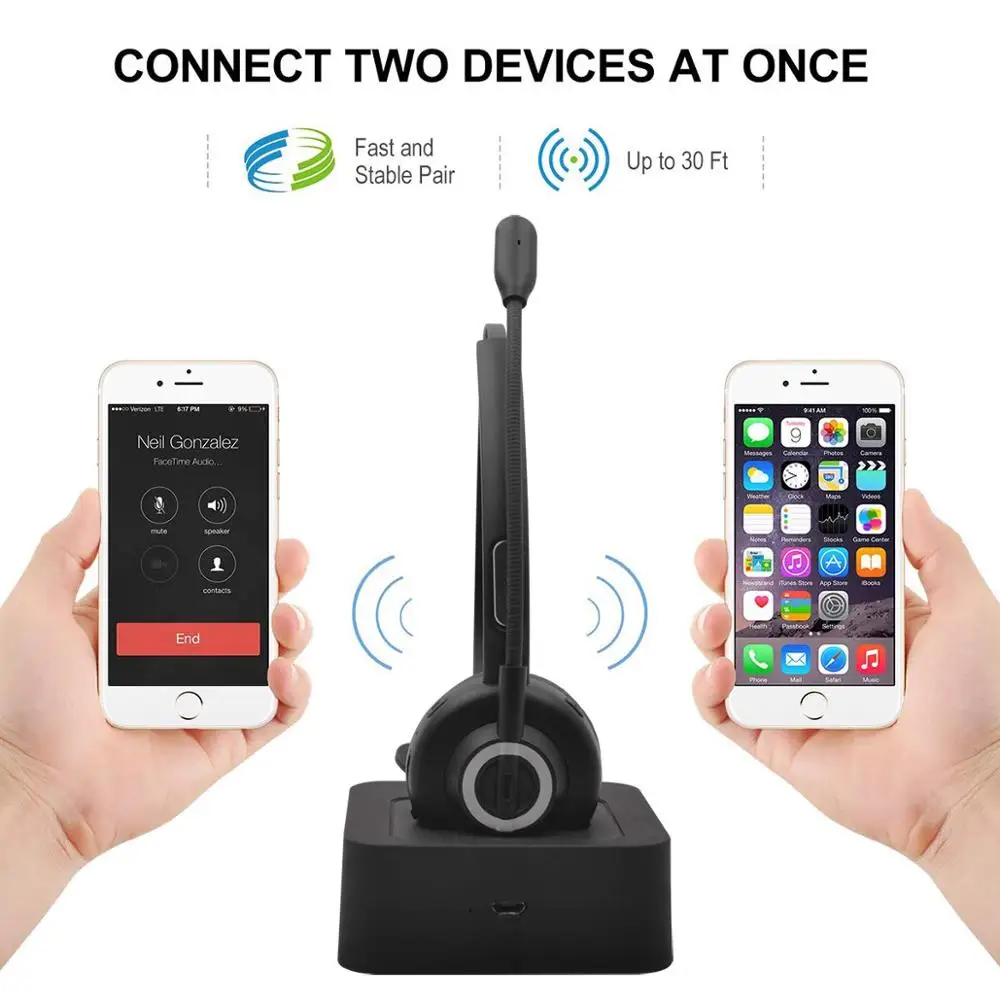 Профессиональная Bluetooth гарнитура с шумоподавлением беспроводные наушники