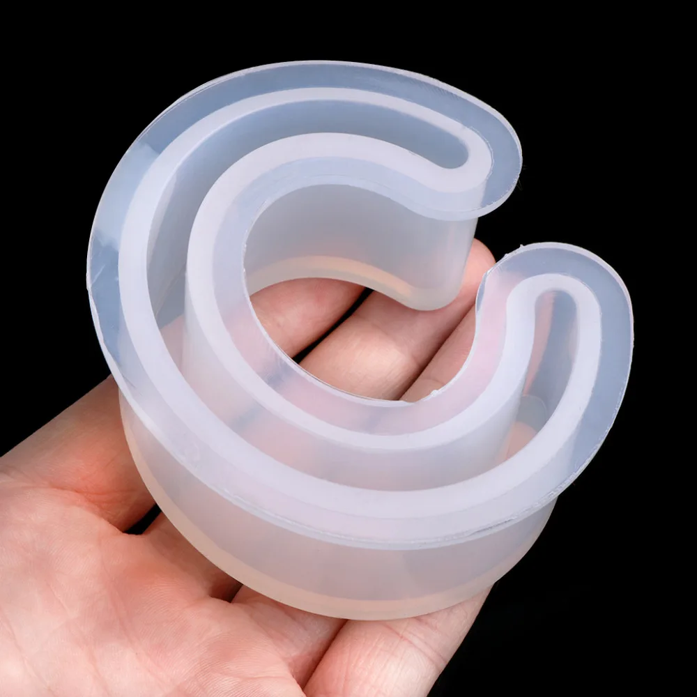 

JAVRICK 1 PC 3.5x13.5cm Open Cuff Silicone Mold Jewelry Making Transparent Bracelet Bangle Mould For Resin Flower DIY #2S90940#
