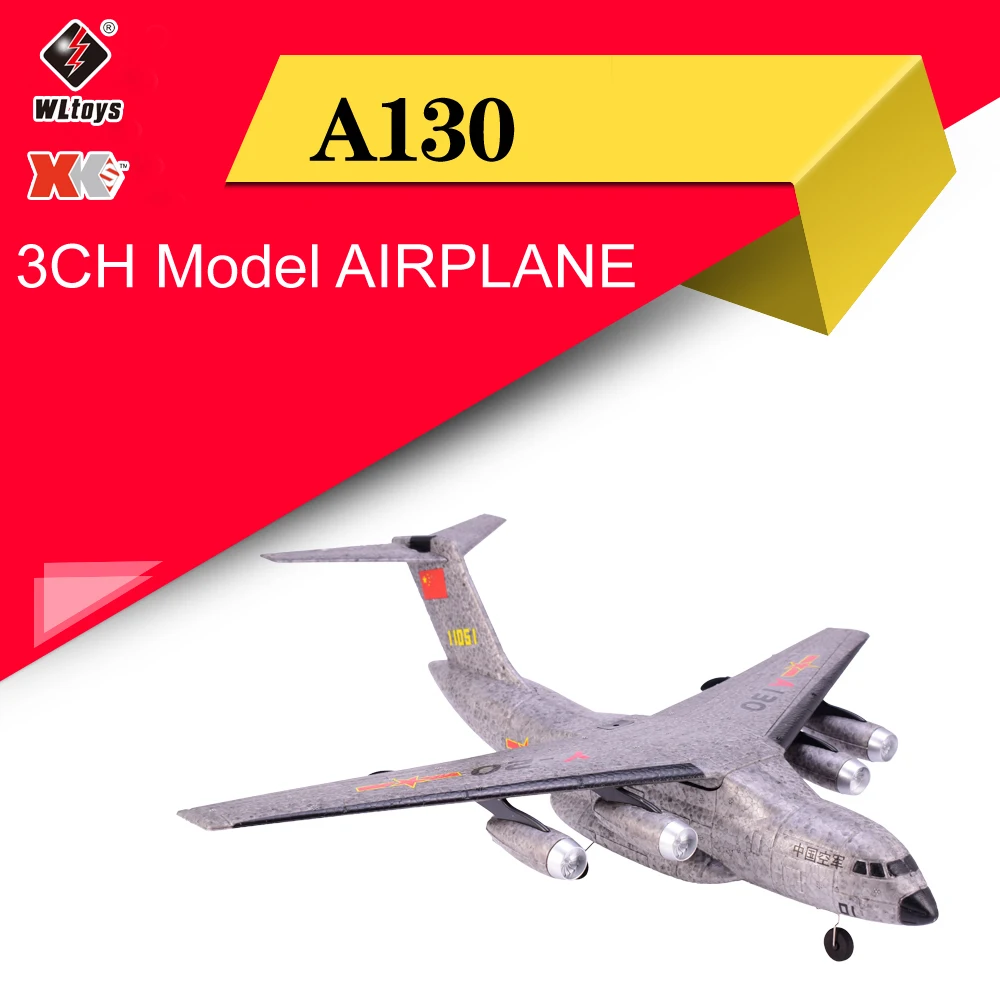 

WLtoys XK A130 RC Airplane EPP 2.4G 3CH Remote Control Plane Y-20 Model Outdoor Toy 500mm Foam Wingspan Aircraft Glider