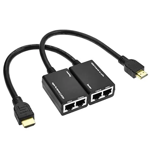 HDMI Over RJ45 CAT5e CAT6 UTP LAN Ethernet Balun Extender Repeater - 1080p 3D for HDTV HDCP 1080P HDMI Cable 3D HDMI Over RJ45 CAT5e CAT6 UTP LAN Ethernet Balun Extender Repeater - 1080p 3D for HDTV HDCP 1080P HDMI Cable 3D