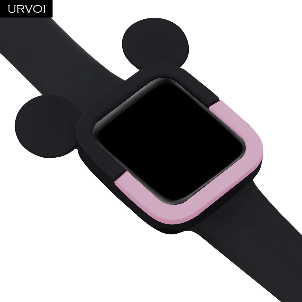 URVOI чехол для Apple Watch, чехол серии 5 4, Силиконовый протектор для iWatch, мультяшный чехол для Микки, двойной цвет, дизайн 40, 44 мм