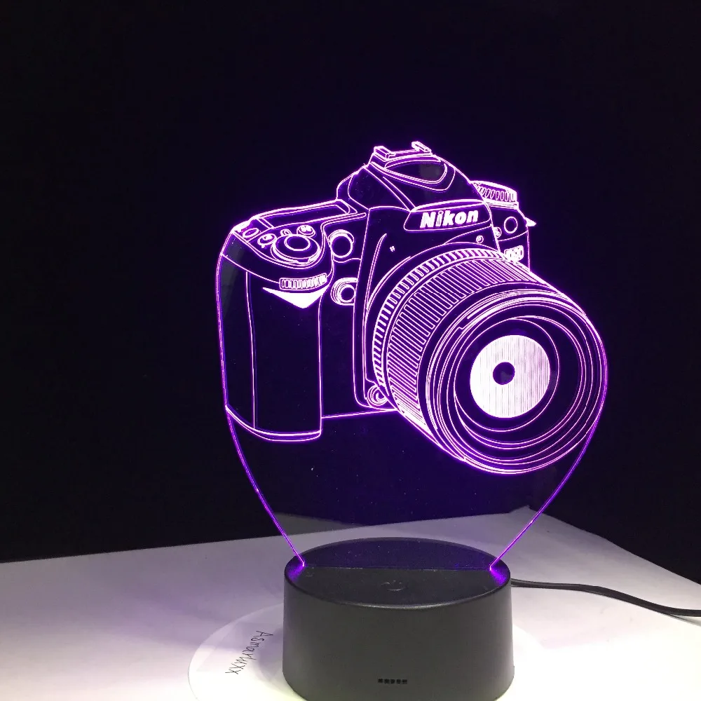 Новинка подарки 3D акрил развлечения камера Иллюзия светодиодный светильник USB Настольный свет гамма ночник Романтический прикроватный светильник украшения