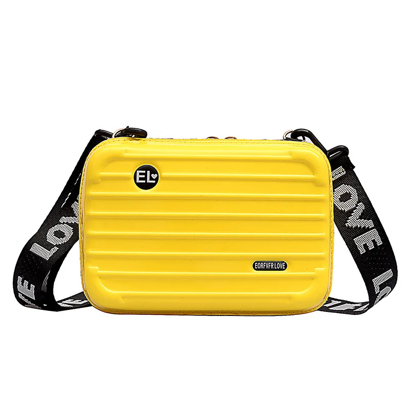 

Women Mini Suitcase Shape Crossbody Bag Shoulder Bag with Wide Letter Strap BS88