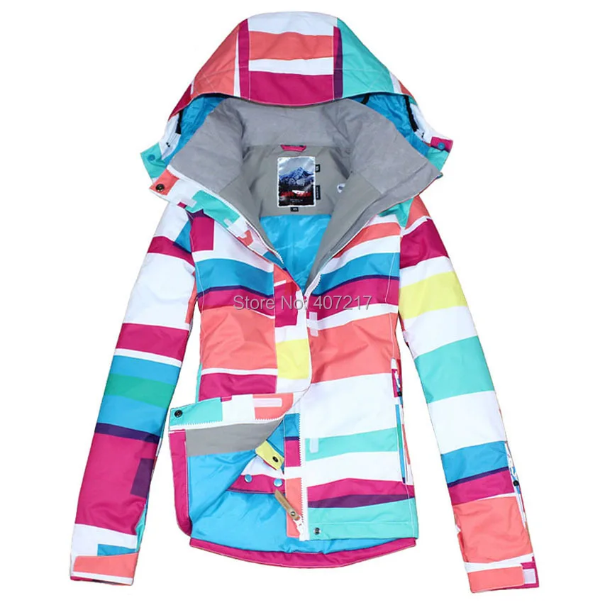 2014 new womens colorized plaid waterproof snowboard jackets ladies