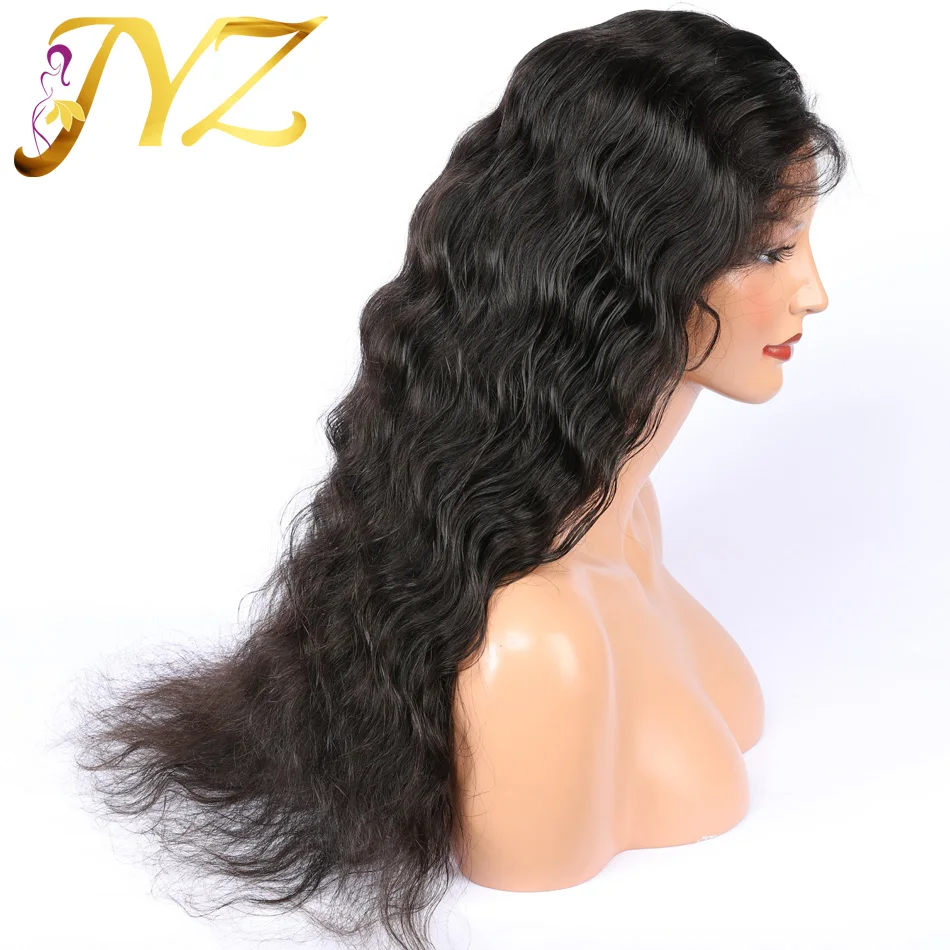 JYZ Синтетические волосы на кружеве человеческих волос парики для черный Для женщин свободные глубокая волна человеческих волос парики