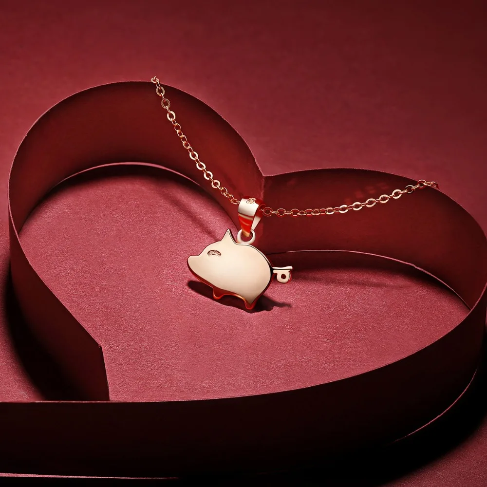 Ромашки 925 пробы Серебряная цепочка со Свинкой год Китайский Зодиак перегрузка подарок для женщин кулон ожерелье s