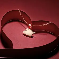 Маргаритки 925 пробы Серебряная цепочка со Свинкой Новогоднее китайское Зодиак пересылка подарок для женщин кулон ожерелье s