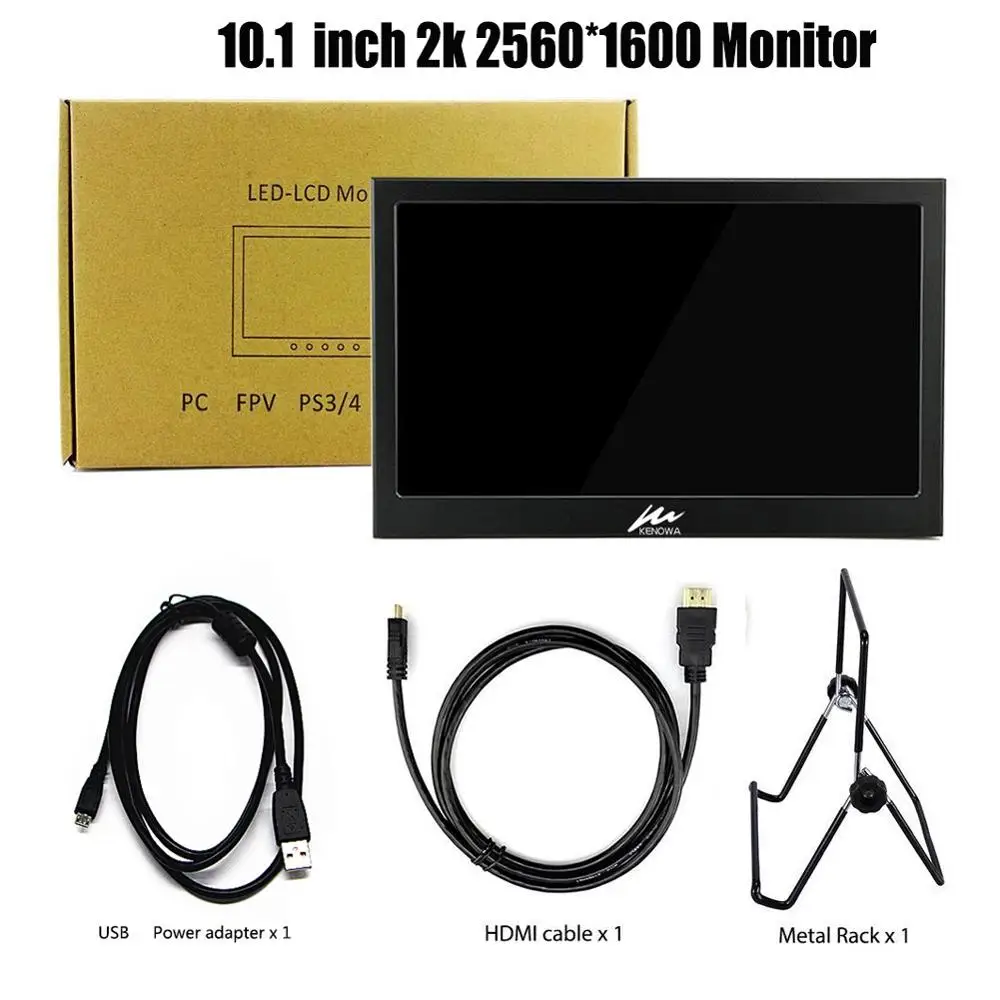 10," 2 K портативный монитор 2 mini hdmi ips дисплей светодиодный ЖК-дисплей для raspberry pi игровой PS4 компьютер xbox переключатель с 12 В/5 В - Цвет: 10.1-2K-2560x1600