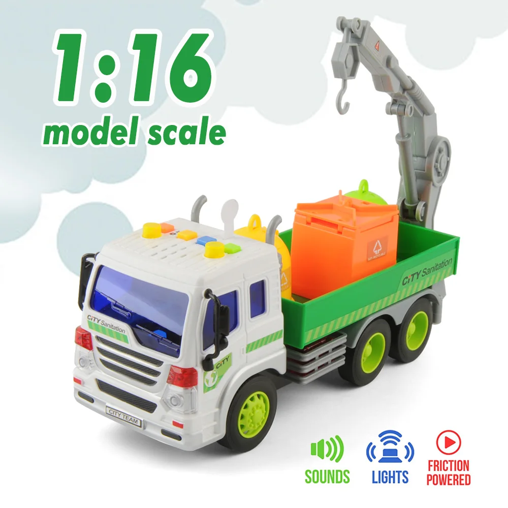 

1/16 Vehicle Inertial Car Crane Truck Engineering Truck Model Plastic With Light Music Toys For Children Gifts