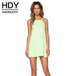 HDY Haoduoyi модное женское шифоновое платье без рукавов с открытыми плечами женское платье А-силуэта милое стильное лоскутное женское платье