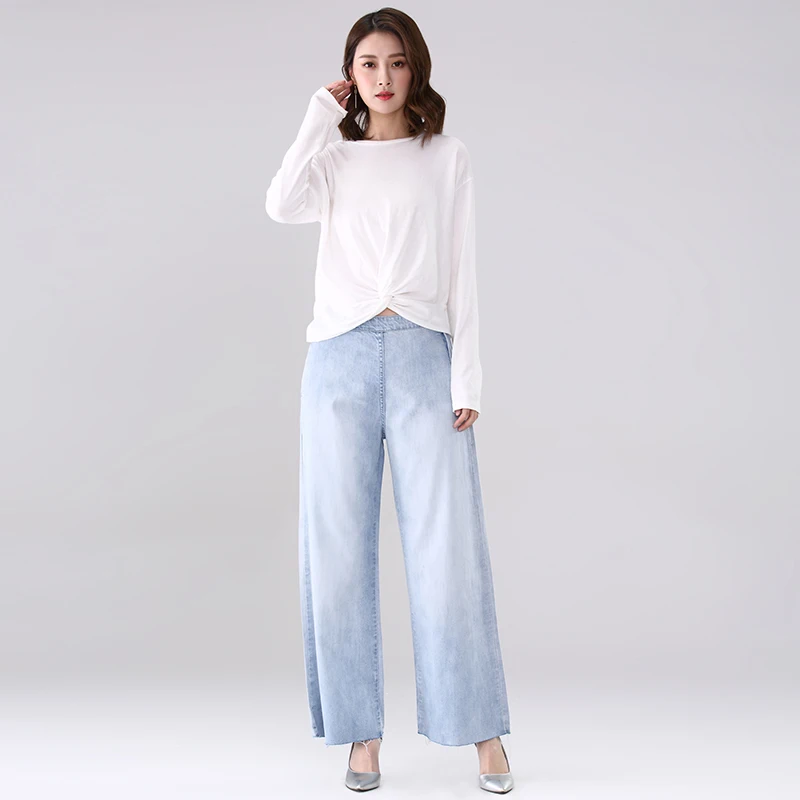 High Quality Lady Denim Stretch Flare Denim Pant High Waist Washed Women Comfortable Fit Loose Elegant Personal Jeans Jeans