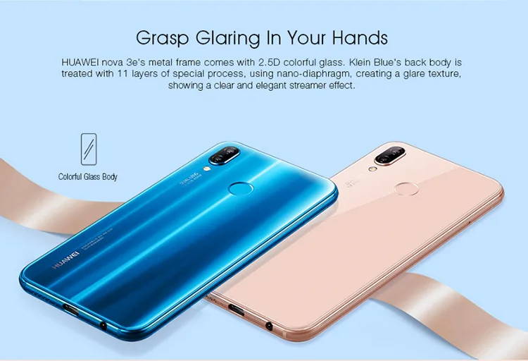 HUAWEI NOVA 3E 4GB RAM 128GB ROM Hisilicon Kirin 659 2.36GHz Octa Core 5.84 Inch 2.5D FHD+ Full Screen Dual Camera Android 8.0 4G LTE Smartphone