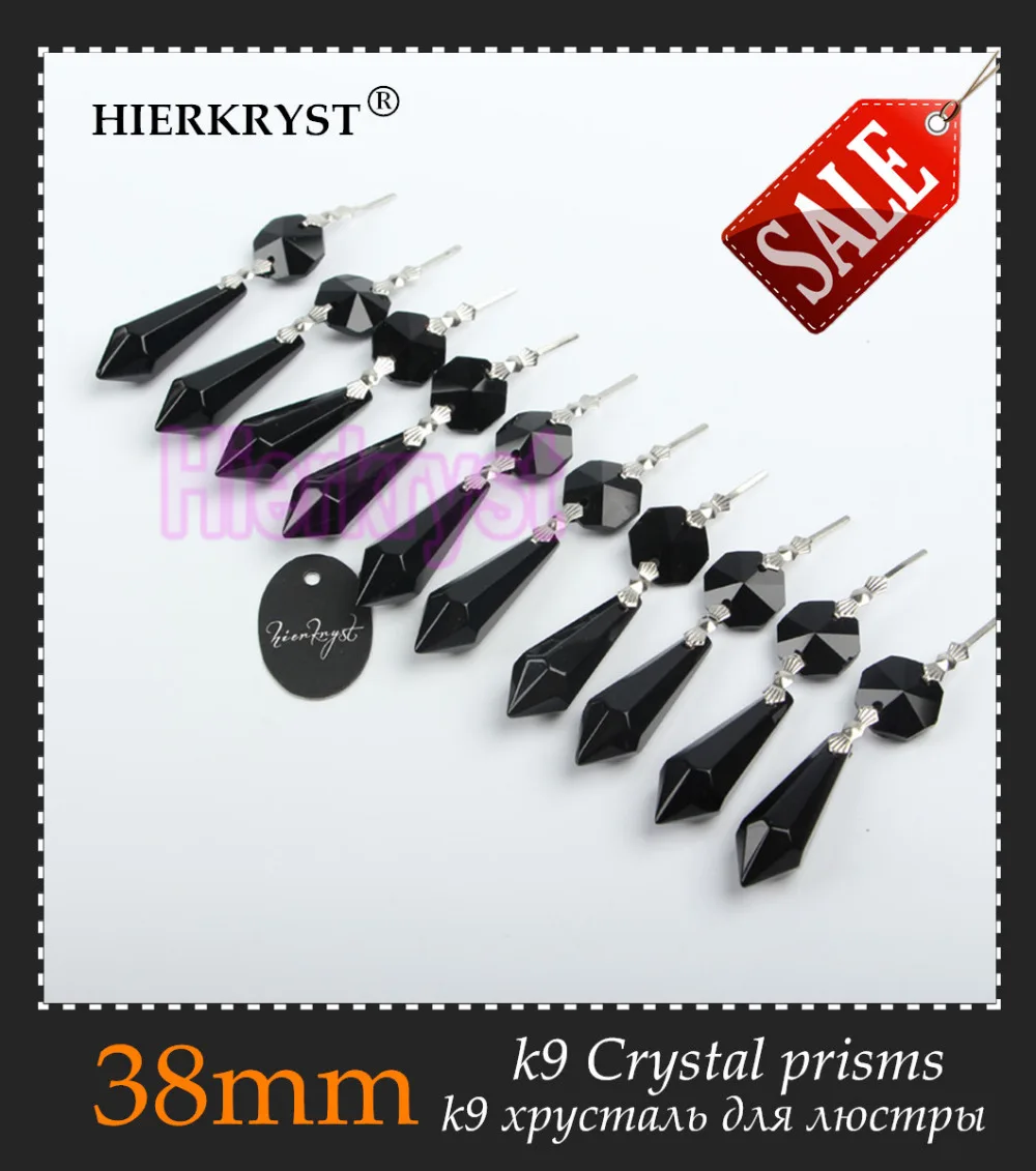 HIERKRYST 25 шт./лот черная люстра стеклянные кристаллы лампа Призмы Запчасти сосулька