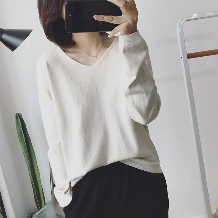 Vangull Sweater V-Neck Women 2019 New Autumn Cashmere Sweater Solid Sexy Pullovers Coat Female Casual knitted Winter Sweater