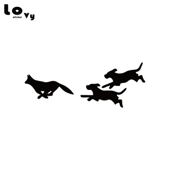 

Fox Dogs Hunting Vinyl Car Sticker Cartoon Animal Car Decal for Car Window Body Decoration CA1086