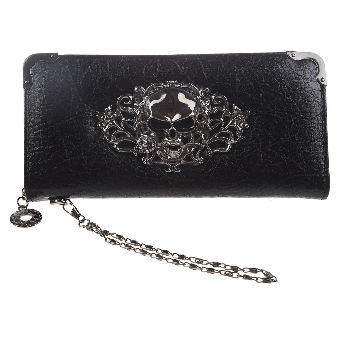 

Cool Retro Skull Wallet for Women Vintage Clutch Bag Black