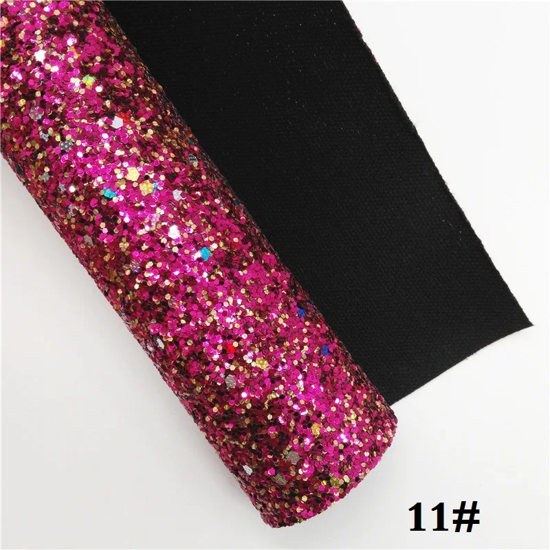 Glitterwishcome 21X29CM A4 Size Christmas Glitter Fabric, Chunky Glitter Leather Fabric Sheets, Glitter Vinyl for Bows, GM444A - Цвет: 11