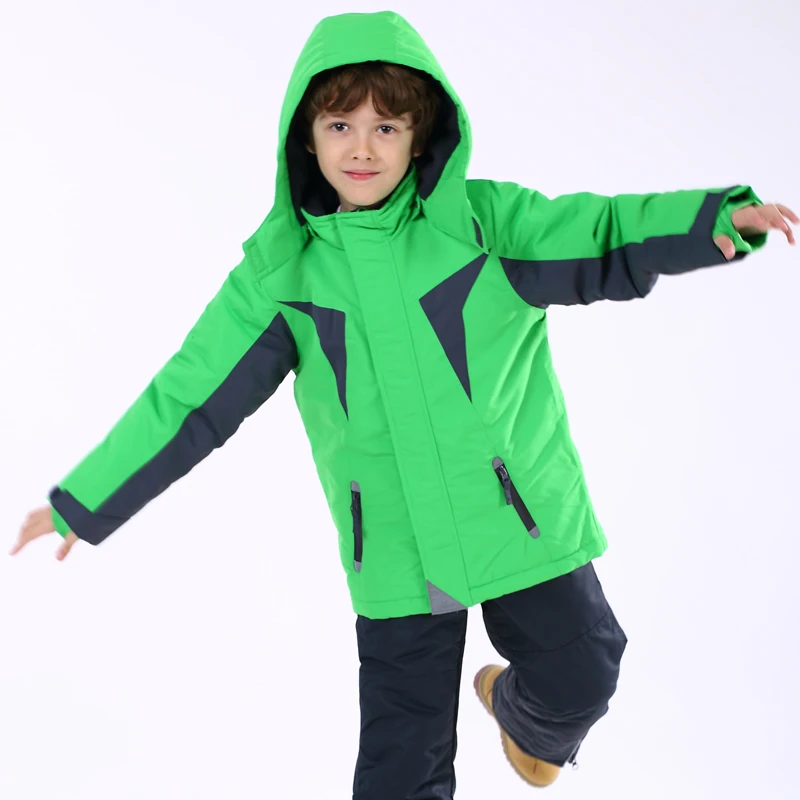 Осенне-зимняя ветрозащитная куртка для мальчиков водонепроницаемая куртка детское зимнее Стеганое пальто синего и зеленого цвета Размеры от 98 до 128
