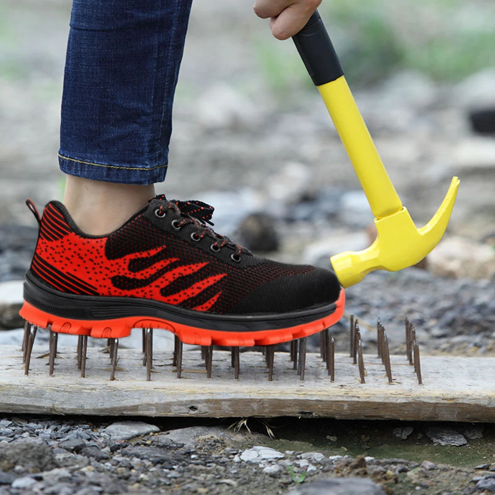 

Tfsland Sneakers Women Breathable Steel Toe Cap Work Safety Shoes Men Outdoor Anti-slip Steel Puncture Proof Safety Hiking Shoes
