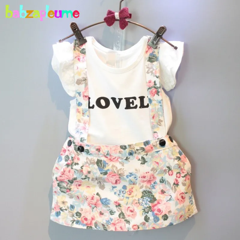 

Summer Brand Kids Girls Clothes T-shirt+Suspender-Skirt Two-Piece Baby Suit Short Sleeve Children Clothing Set 0-7Years BC1050