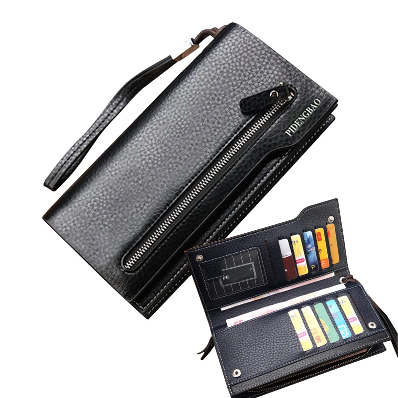 

Brand Design zipper wallet genuine leather men's wallets long casual brown purse cartera hombre carteira masculina