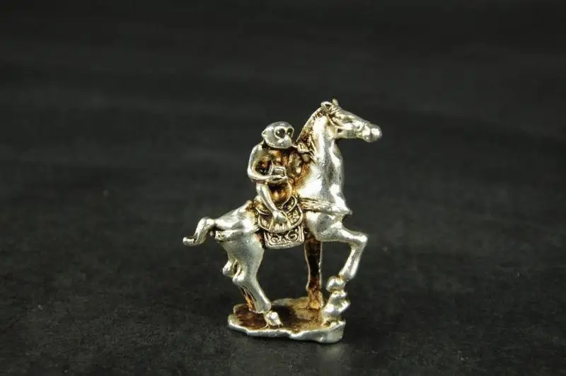 Chinese Handmade Miao Silver Monkey And Horse Statue Statues