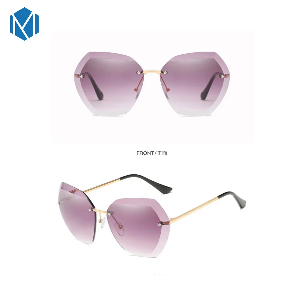 

MISM Fashion Sunglasses For Women Oversized Rimless Diamond Cutting Lens Sun Glasses Unisex Female Vintage Eyewear Oculos de sol
