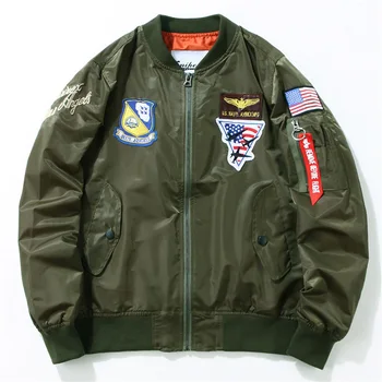 

Thin Jacket Men Fall Air Force Coats Man Patchwork Embroidery Rib Sleeve Coats 2020 New Ma1 Baseball Jackets