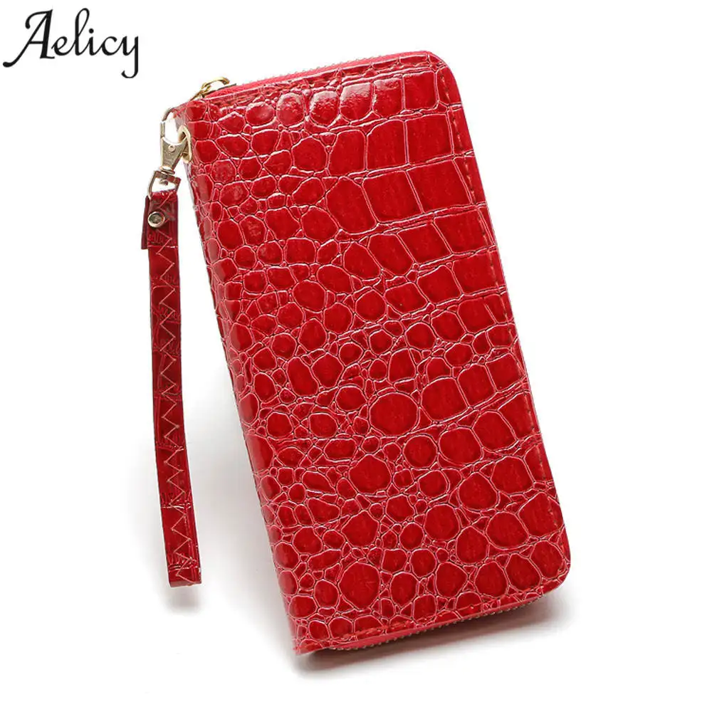 

Aelicy Alligator Ladies Crocodile Long Clutch Wallets Long Designer Famous Brand Female Purse Card Holder Wallet Women Zipper