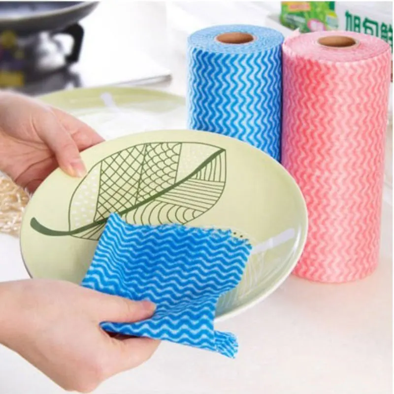 

50pcs/set Non-woven Fabric Kitchen Scouring Pad Convenient Washcloth Dishcloth Cleaning Cloth