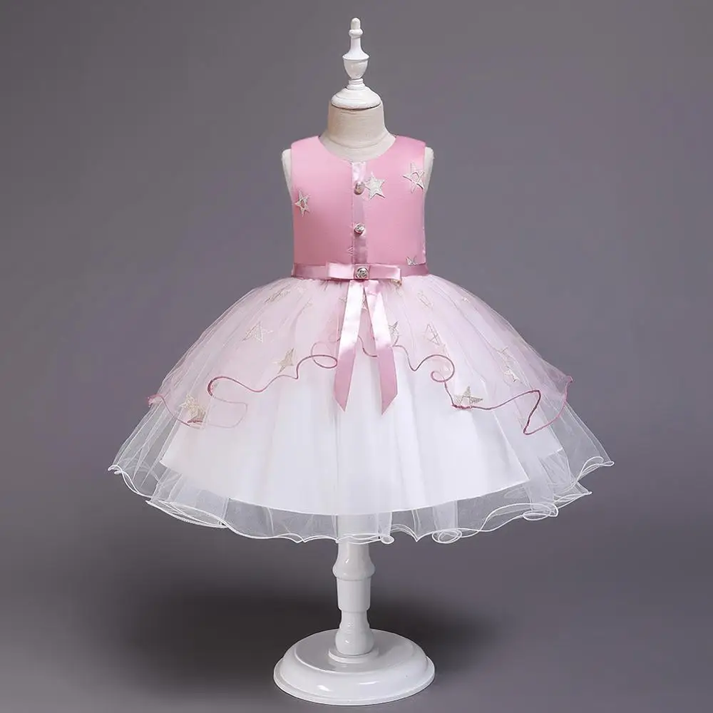 

Summer Girls Attend Beach Parties Dresses Girls Lace Flowers Sleeveless Ballet Dresses baby girl clothes for kids